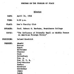Minutes, 1968-04-16. The Pr...
