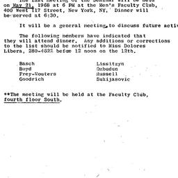Announcements, 1968-05-12. ...