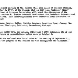Announcements, 1959-09-22. ...
