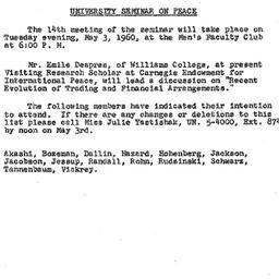Announcements, 1960-04-05. ...