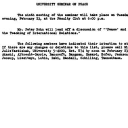 Announcements, 1960-02-09. ...