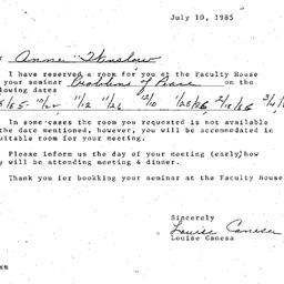 Correspondence, 1986-07-10....