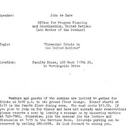 Announcements, 1986-03-18. ...