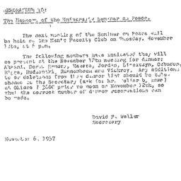 Announcements, 1957-11-06. ...
