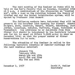 Announcements, 1957-12-01. ...