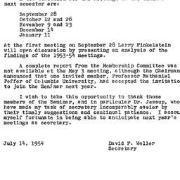 Announcements, 1954-09-28. ...