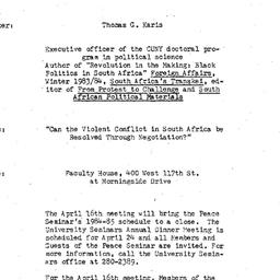 Announcements, 1985-04-16. ...