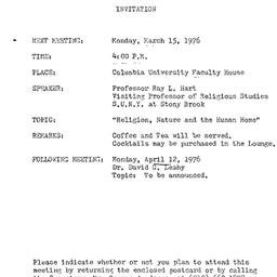 Announcements, 1976-03-15. ...