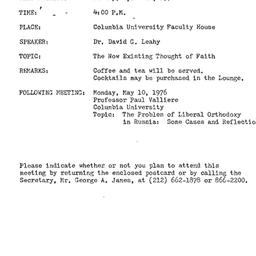 Announcements, 1976-04-12. ...