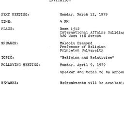 Announcements, 1979-03-12. ...