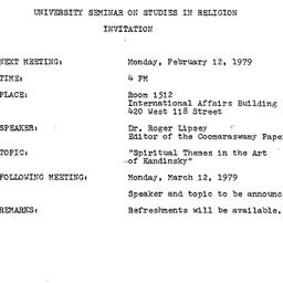 Announcements, 1979-02-12. ...