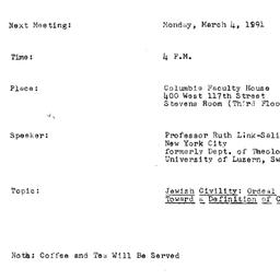 Announcements, 1991-03-04. ...