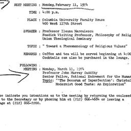 Announcements, 1974-02-11. ...