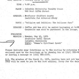 Announcements, 1974-04-08. ...