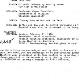 Announcements, 1974-01-14. ...