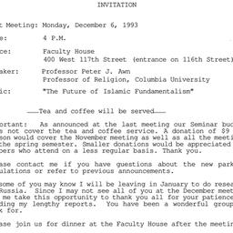 Announcements, 1993-12-06. ...