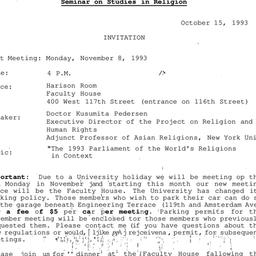 Announcements, 1993-11-08. ...
