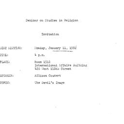 Announcements, 1982-01-11. ...