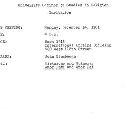 Announcements, 1981-12-14. ...