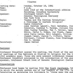 Minutes, 1981-10-19. Studie...