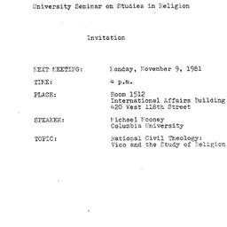 Announcements, 1981-11-09. ...