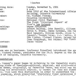 Minutes, 1981-11-09. Studie...