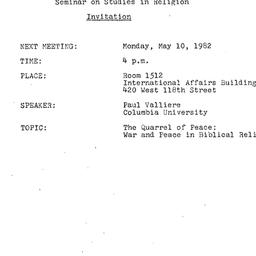 Announcements, 1982-05-10. ...