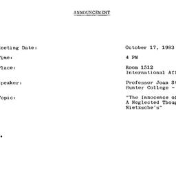 Announcements, 1983-10-17. ...