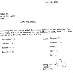Announcements, 1984-05-15. ...