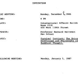 Announcements, 1986-12-03. ...