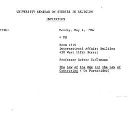 Announcements, 1987-05-04. ...