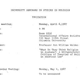 Announcements, 1987-04-06. ...