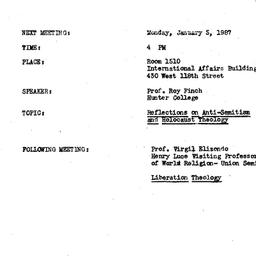 Announcements, 1987-01-05. ...