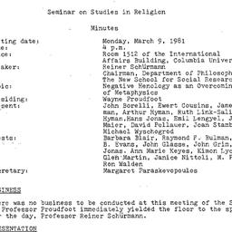 Minutes, 1981-03-09. Studie...