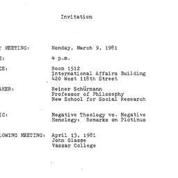 Announcements, 1981-03-09. ...