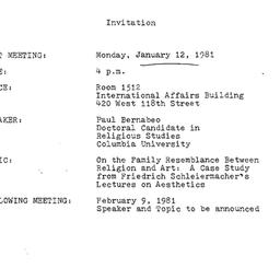 Announcements, 1981-01-12. ...