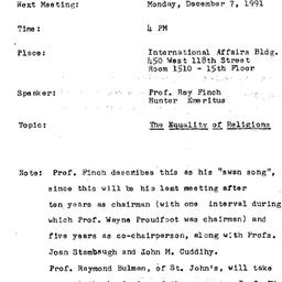 Announcements, 1992-12-07. ...