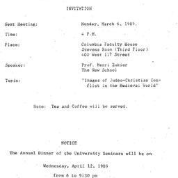 Announcements, 1989-04-12. ...