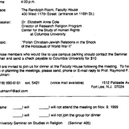 Announcements, 1999-11-09. ...