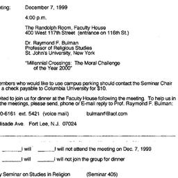 Announcements, 1999-12-07. ...