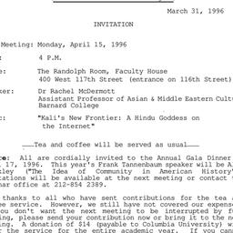 Announcements, 1996-04-15. ...