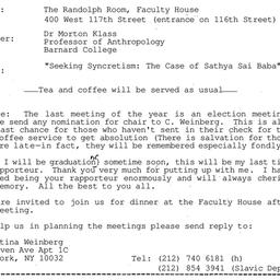 Announcements, 1996-05-06. ...