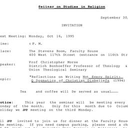 Announcements, 1995-10-16. ...