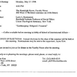 Announcements, 1998-05-11. ...