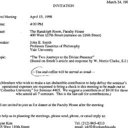 Announcements, 1998-04-13. ...