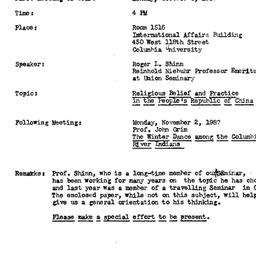 Announcements, 1987-10-05. ...