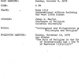 Announcements, 1979-10-08. ...