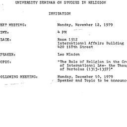 Announcements, 1979-11-12. ...
