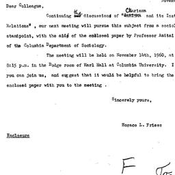 Announcements, 1960-11-01. ...