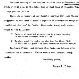 Announcements, 1960-12-07. ...